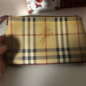 Authentic Burberry Beige and Black Checkered Pouch